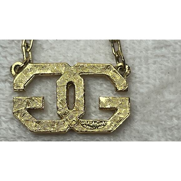 Givenchy GG Logo Gold Plated Choker Necklace 14” Vintage Authentic - Picture 4 of 9